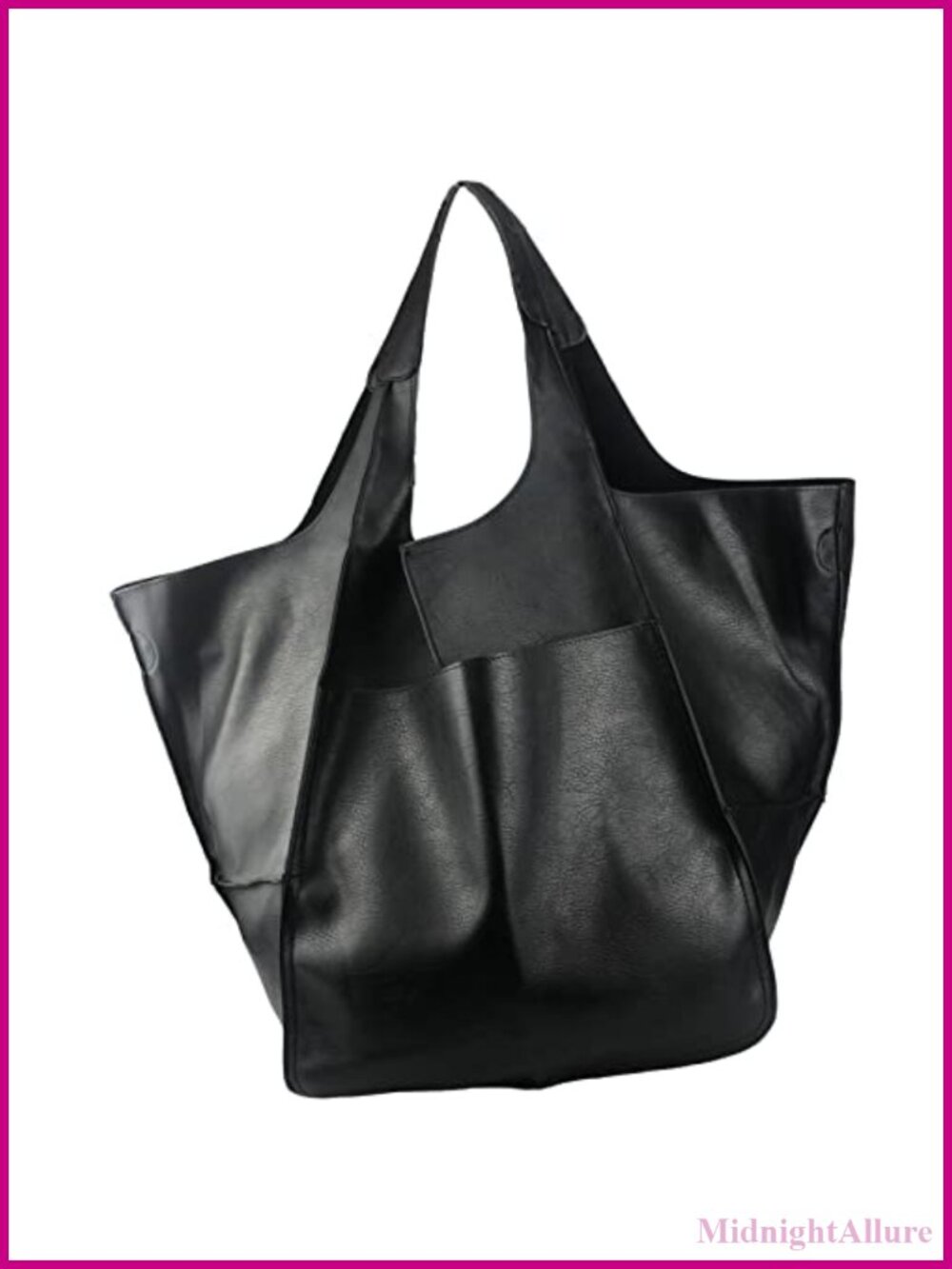 Oversized PU Leather Tote Bag Huge Capacity Soft Foldable Hobo Purse Travel Work